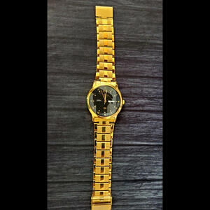 SQ23 Gold Black Dial New Miyota‎ Mvt & Batt Men's 41mm Watch